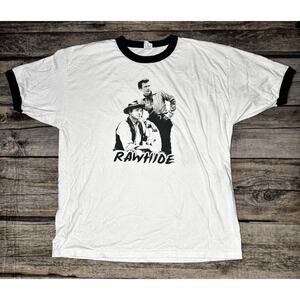 Clint Eastwood Rawhide Ringer T Shirt Mens XL Western Cowboy Graphic
